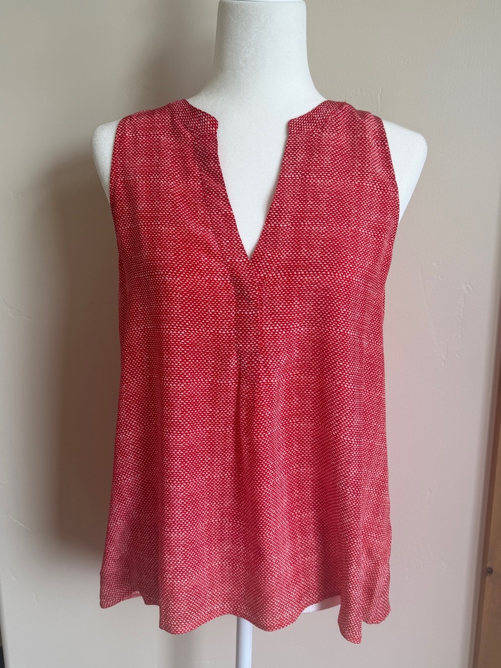 Joie Red 100% Silk Split-Neck Textured Camisole | Size S - Picture 2 of 7